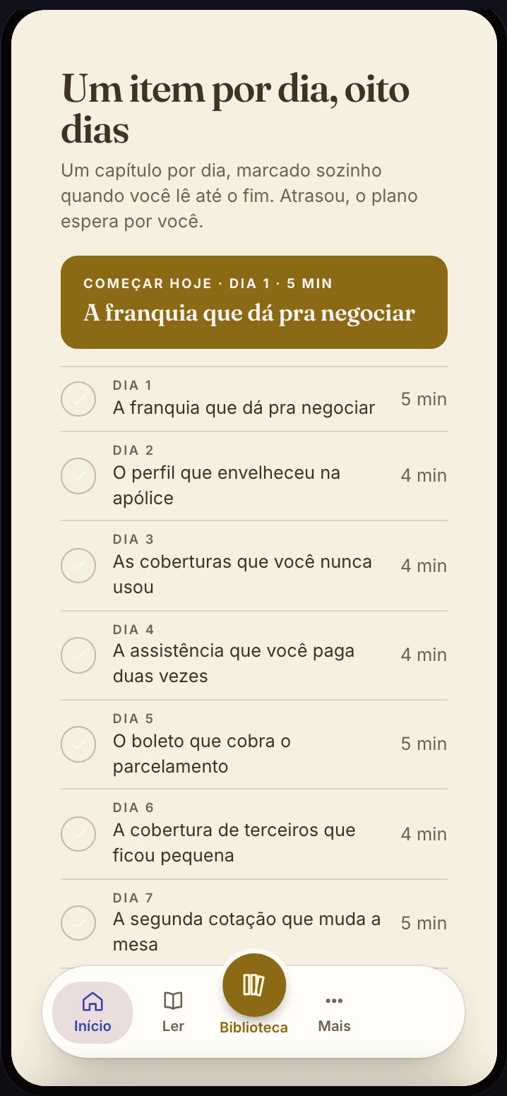 O ebook aberto no app