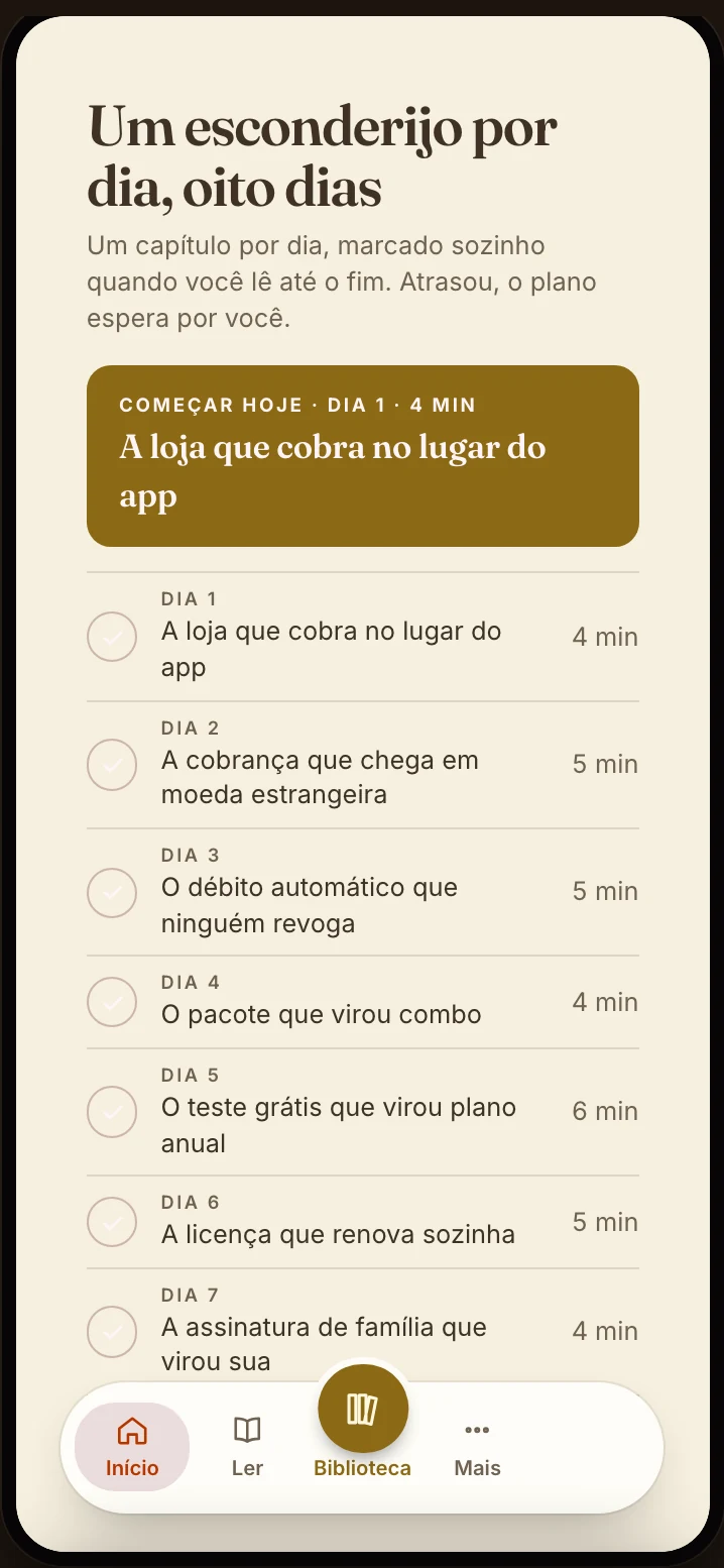 O ebook aberto no app