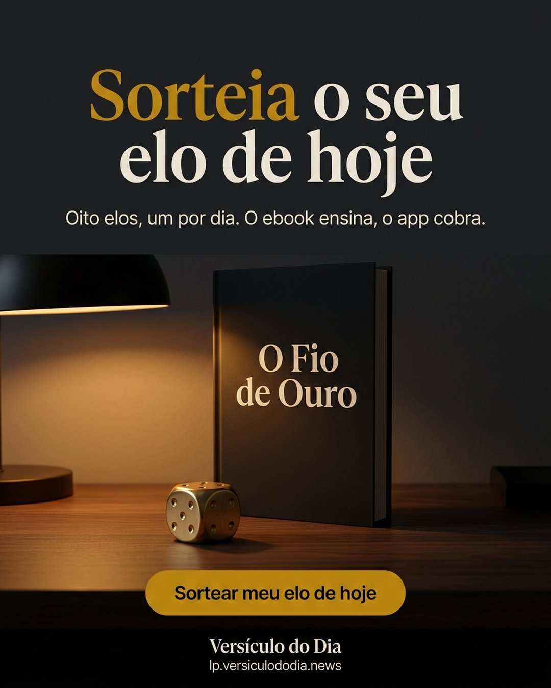 Sorteia o seu elo de hoje. Oito elos, um por dia. O ebook ensina, o app cobra. Sortear meu elo de hoje.