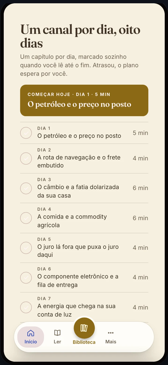 O ebook aberto no app