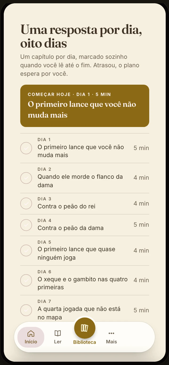 O ebook aberto no app