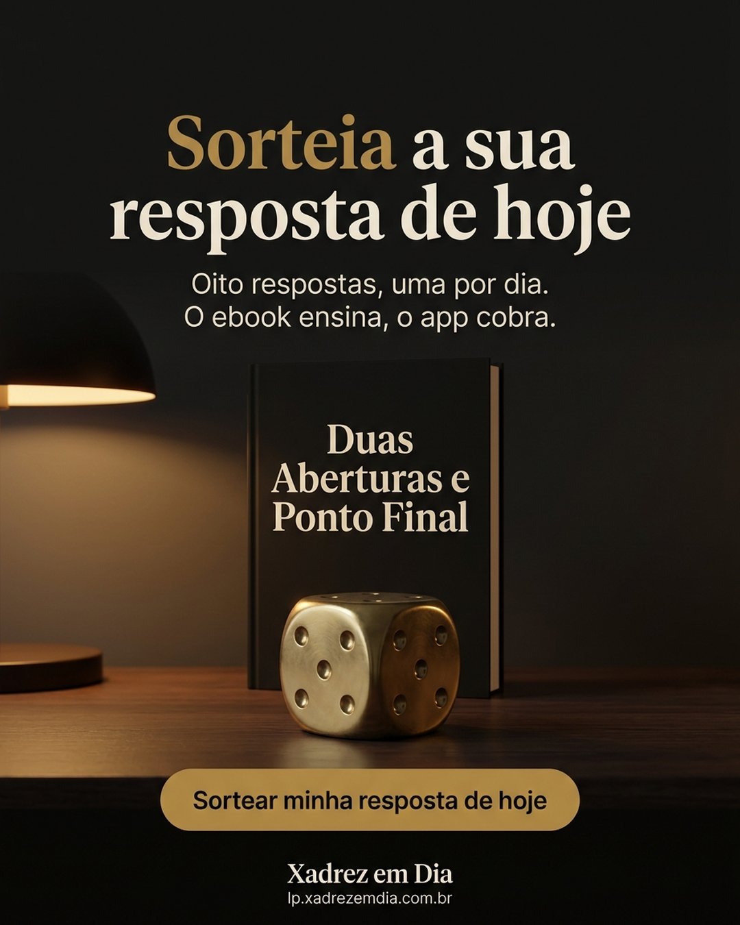 Sorteia a sua resposta de hoje. Oito respostas, uma por dia. O ebook ensina, o app cobra. Sortear minha resposta de hoje.