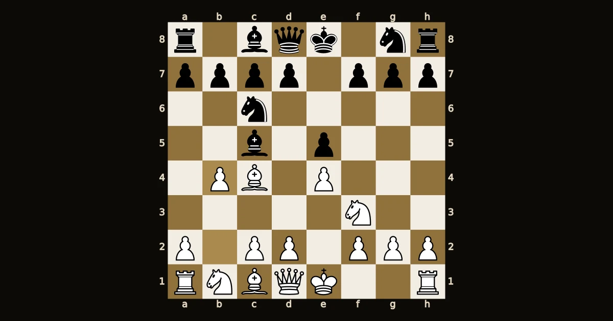 Peão branco em b4 oferecido ao bispo preto de c5 na Italiana.