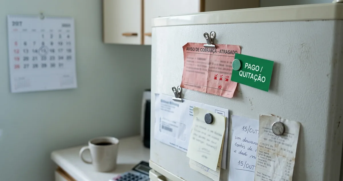 Comprovante de depósito e envelope de carta registrada sobre balcão de banco.