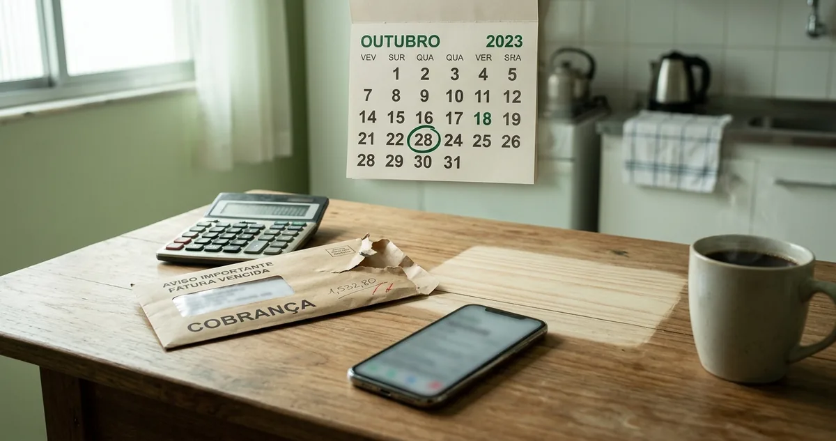 Dois envelopes bancários lado a lado, um fechado e outro aberto com um contrato.